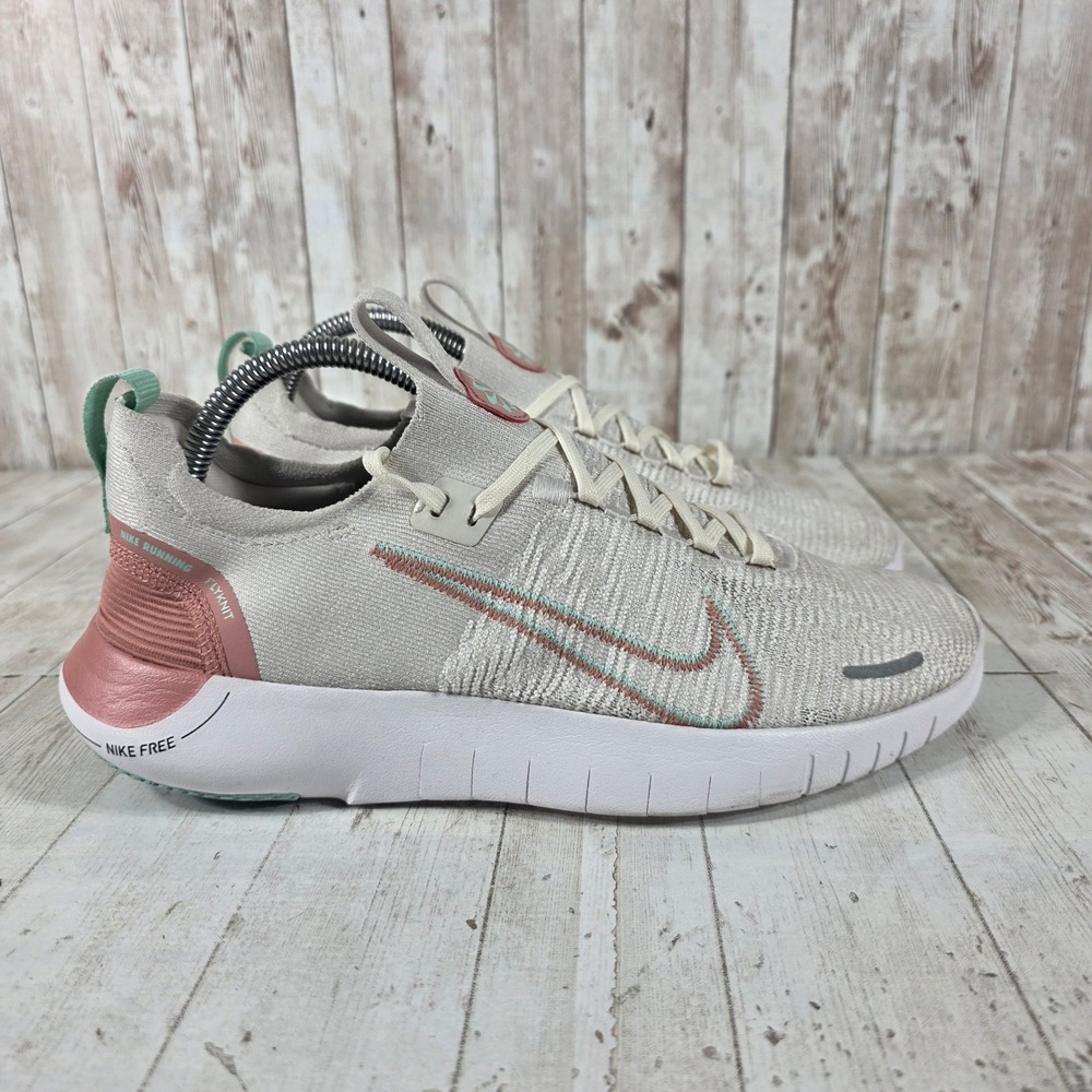 Nike Free RN NN Flyknit Womens Running Shoes Oatmeal Pink FJ9822-101 Size 9.5